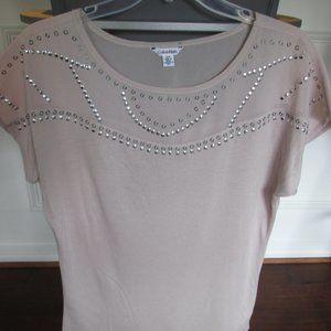 Calvin Klein Tan Studded Top - Sz Small